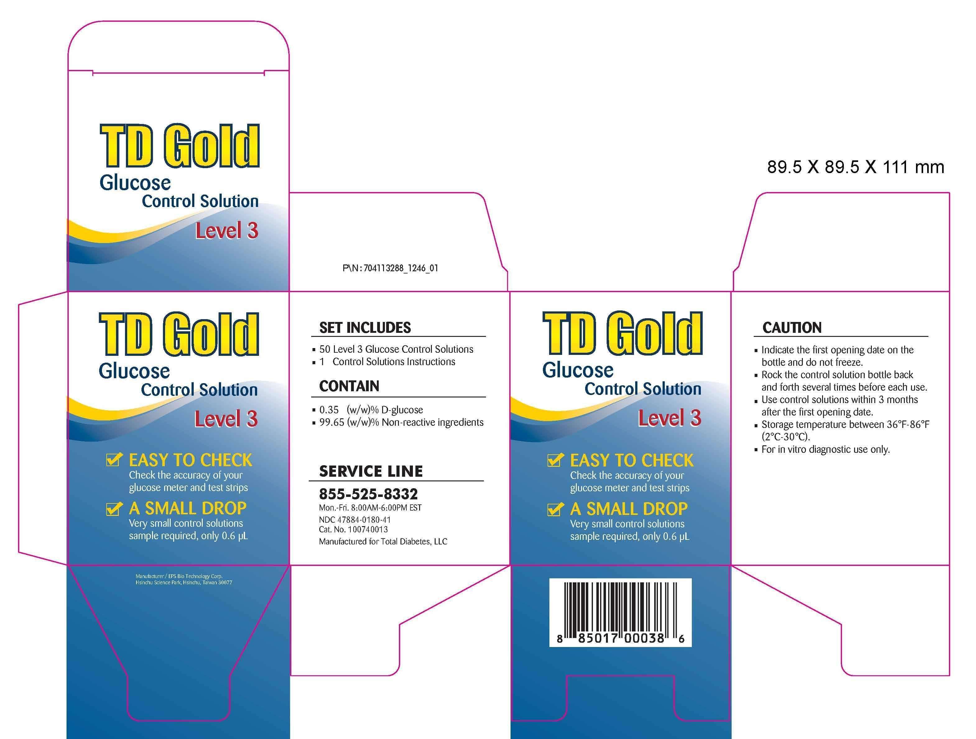 TD Gold Glucose Control Solution Level 3